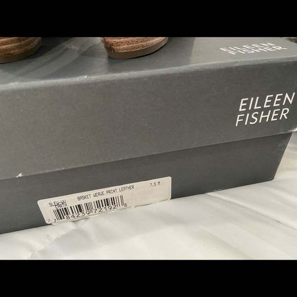 Eileen Fisher Basket Weave Print Leather Booties - Picture 6 of 6